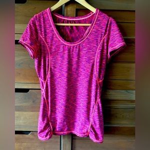 Athleta Pink Space Dye Ruched Athletic Tee Size M